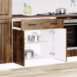vidaXL Armoire de cuisine Lucca chêne fumé bois ingénierie meuble dévier meuble de cuisine avec tiroir meuble de cuisine 8537 ...