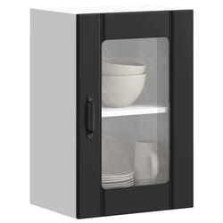 vidaXL Armoire murale de cuisine avec porte en verre Lucca noir meuble mural de cuisine armoires murales avec portes 853768