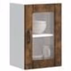 vidaXL Armoire murale de cuisine avec porte en verre Lucca chêne fumé meuble mural de cuisine armoires murales avec 853772