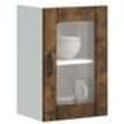 vidaXL Armoire murale de cuisine avec porte en verre Lucca chêne fumé meuble mural de cuisine armoires murales avec 853772