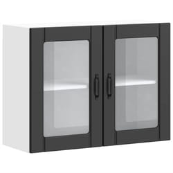 Armoire murale de cuisine avec porte en verre Lucca noir Vidaxl