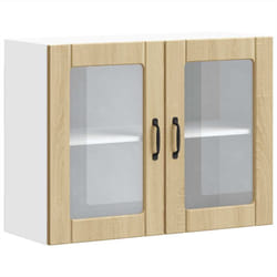Armoire murale de cuisine et porte en verre Lucca chêne sonoma Vidaxl