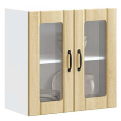 vidaXL Armoire murale de cuisine et porte en verre Lucca chêne sonoma meuble mural de cuisine armoires murales avec 853910