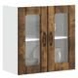 vidaXL Armoire murale de cuisine avec porte en verre Lucca chêne fumé meuble mural de cuisine armoires murales avec 853912