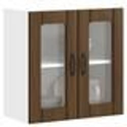 vidaXL Armoire murale de cuisine et porte en verre Lucca chêne marron meuble mural de cuisine armoires murales avec 853914