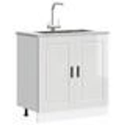 vidaXL Meuble bas pour évier Porto blanc brillant 80x46x815 cm 853929