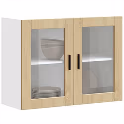 vidaXL Armoire murale de cuisine et porte en verre Porto chêne sonoma meuble mural de cuisine armoires murales avec 854090