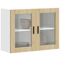 vidaXL Armoire murale de cuisine et porte en verre Porto chêne sonoma meuble mural de cuisine armoires murales avec 854090