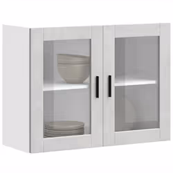 vidaXL Armoire murale de cuisine avec porte en verre Porto gris béton meuble mural de cuisine armoires murales avec 854091