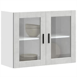 vidaXL Armoire murale de cuisine avec porte en verre Porto gris béton meuble mural de cuisine armoires murales avec 854091