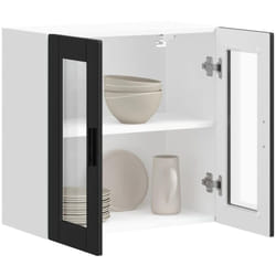 Armoire murale de cuisine avec porte en verre Porto noir Vidaxl
