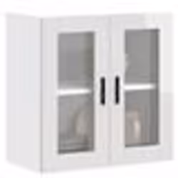 vidaXL Armoire murale cuisine avec porte en verre Porto blanc brillant 854149