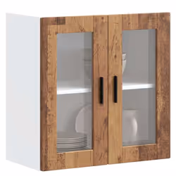 vidaXL Armoire murale de cuisine avec porte en verre Porto vieux bois 854155