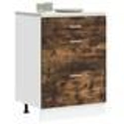 vidaXL Armoire de cuisine chêne fumé bois dingénierie meuble dévier meuble de cuisine avec tiroir meuble de cuisine à 854254
