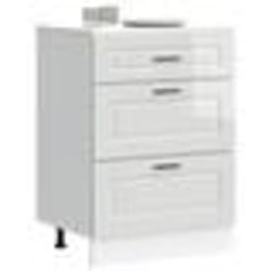 vidaXL Armoire de cuisine Porto blanc brillant bois ingénierie meuble dévier meuble de cuisine avec tiroir meuble de 854261