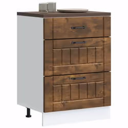 vidaXL Armoire de cuisine Lucca chêne fumé bois ingénierie meuble dévier meuble de cuisine avec tiroir meuble de cuisine 8542 ...