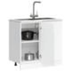 vidaXL Armoire de cuisine Kalmar blanc brillant bois ingénierie meuble dévier meuble de cuisine avec tiroir 854320