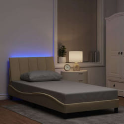 Cadre De Lit Sans Matelas Crème 100x200 Cm Tissu Vidaxl