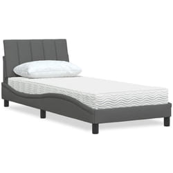 Lit Avec Matelas Gris Foncé 80x200 Cm Tissu Vidaxl