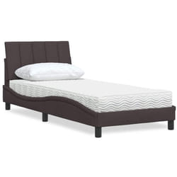 Lit Avec Matelas Marron Foncé 90x190 Cm Tissu Vidaxl