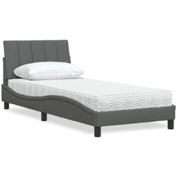 Lit Avec Matelas Gris Foncé 90x200 Cm Tissu Vidaxl