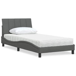 Lit Avec Matelas Gris Foncé 100x200 Cm Tissu Vidaxl