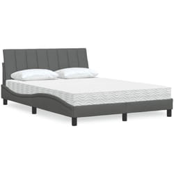 Vidaxl - Lit Avec Matelas Gris Foncé 140x200 Cm Tissu