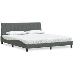 Vidaxl Lit Avec Matelas Hanko Gris Foncé 180x200 Cm Tissu