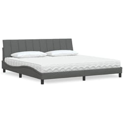 Vidaxl - Lit Avec Matelas Gris Foncé 200x200 Cm Tissu