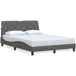 Cadre De Lit Sans Matelas Gris Foncé 140x200 Cm Tissu Vidaxl