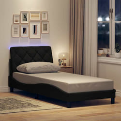 Cadre De Lit Avec Led Sans Matelas Noir 80x200 Cm Tissu Vidaxl