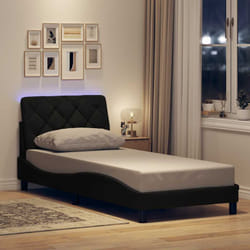 Cadre De Lit Avec Led Sans Matelas Noir 90x200 Cm Tissu Vidaxl