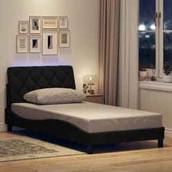 Vidaxl - Cadre De Lit Avec Led Sans Matelas Noir 100x200 Cm Tissu