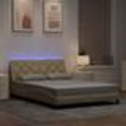 vidaXL Cadre de lit avec LED sans matelas crème 120x200 cm tissu 3310662