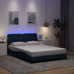 Cadre De Lit Avec Led Sans Matelas Bleu 120x200 Cm Tissu Vidaxl