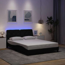 Cadre De Lit Avec Led Sans Matelas Noir 140x190 Cm Tissu Vidaxl