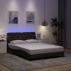 Cadre De Lit Avec Led Sans Matelas Marron Foncé 140x190cm Tissu Vidaxl
