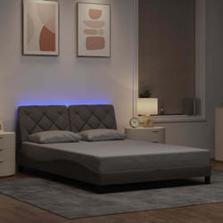 Vidaxl Cadre De Lit Avec Led Sans Matelas Taupe 140x190 Cm Tissu