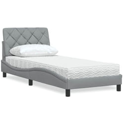 Lit Avec Matelas Gris Clair 90x200 Cm Tissu Vidaxl