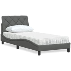 Vidaxl Lit Avec Matelas Gris Foncé 90x200 Cm Tissu