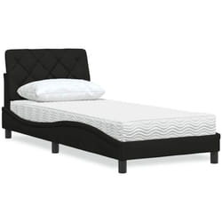 Lit Avec Matelas Noir 90x200 Cm Tissu Vidaxl