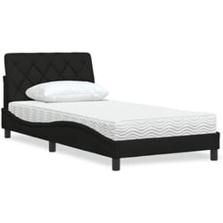 Lit Avec Matelas Noir 100x200 Cm Tissu Vidaxl
