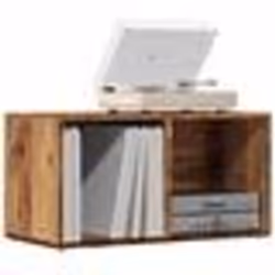 vidaXL Boîtes de rangement LP vieux bois 695x34x36 cm bois ingénierie table pour tourne-disque meuble de rangement pour 85578 ...
