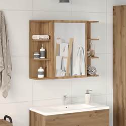 Ajoutez une touche esthétiquement agréable à votre salle de bain avec cette armoire à miroir ! Matériau robuste : le bois d'i ...