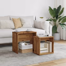 vidaXL Tables basses gigognes 2 pcs vieux bois bois d'ingénierie