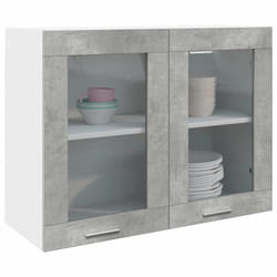 Armoire en verre suspendue gris béton 80x31x60 cm Vidaxl