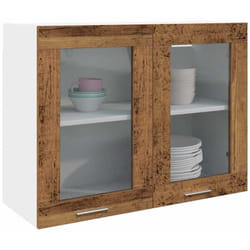 Armoire verre suspendue vieux bois 80x31x60cm bois ingénierie Vidaxl