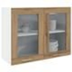 vidaXL Armoire en verre suspendue chêne artisanal bois dingénierie armoire de cuisine armoire de rangement murale 856120