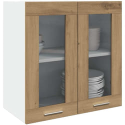 Armoire murale de cuisine avec porte en verre chêne artisanal Vidaxl