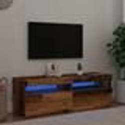 vidaXL Meuble TV avec lumières LED vieux bois bois dingénierie support TV meuble multimédia console TV meuble hifi 856305
